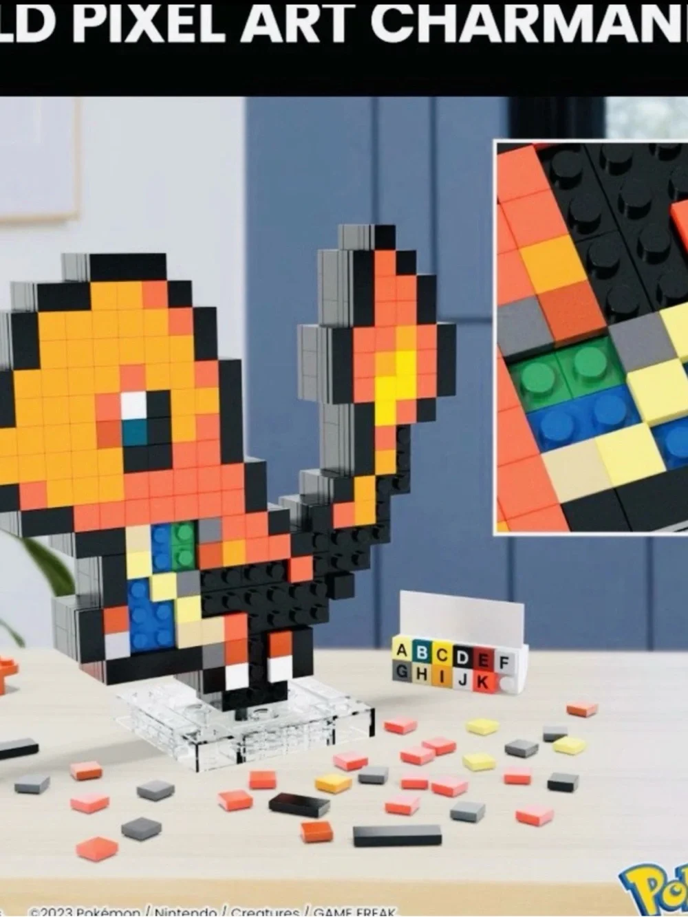 MEGA BLOKS POKEMON Charmander Pixel Art Action Figure (HTH76)349 pcs Brand New